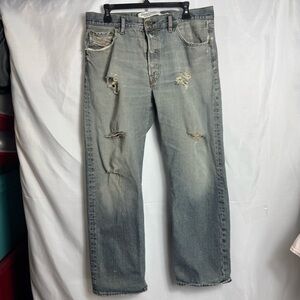 Vintage Diesel Mens Straight Leg Distressed Thrashed Ripped Jeans Size 36x30